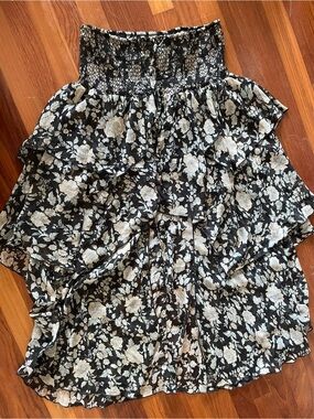 Denim and supply smocked floral high low ruffle skirt Ralph Lauren M